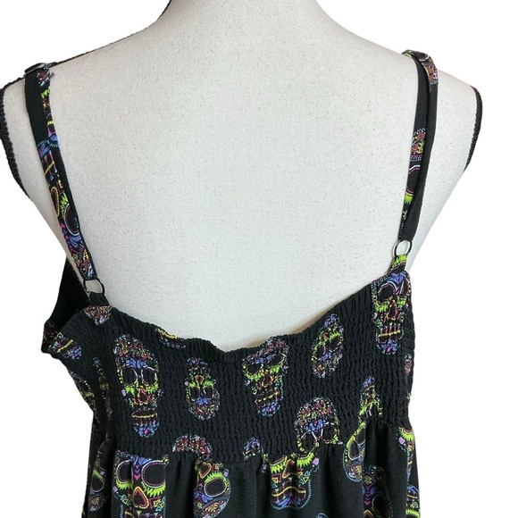 Torrid Black Skull Print Midi Dress Bowfront Challis Sundress Side Pockets Sz 2X - Picture 10 of 16